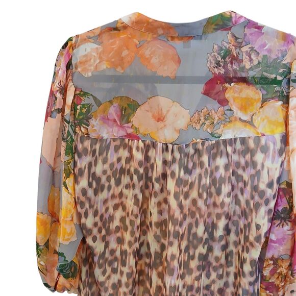 Figueroa & Flower Blouse Women’s Size Medium Floral Peasant Boho Sheer Button Up - Picture 7 of 13